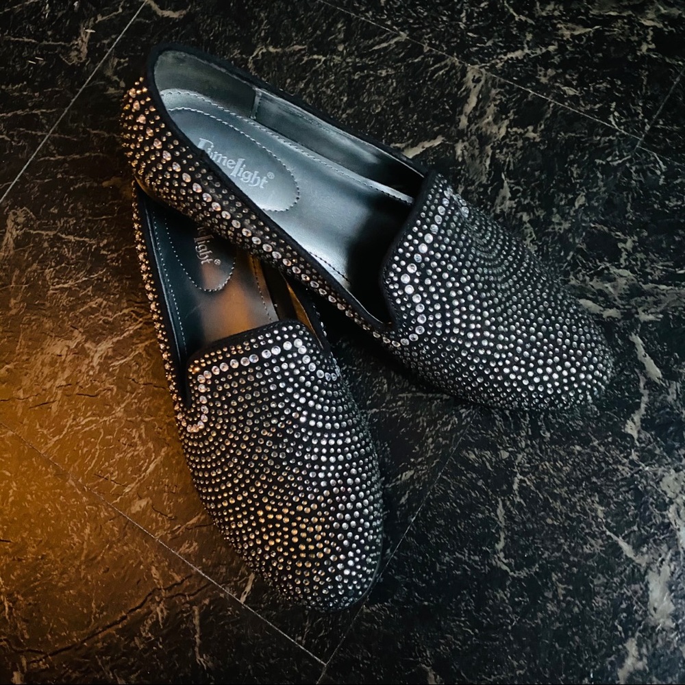 Beautiful black embellished loafers slip ons